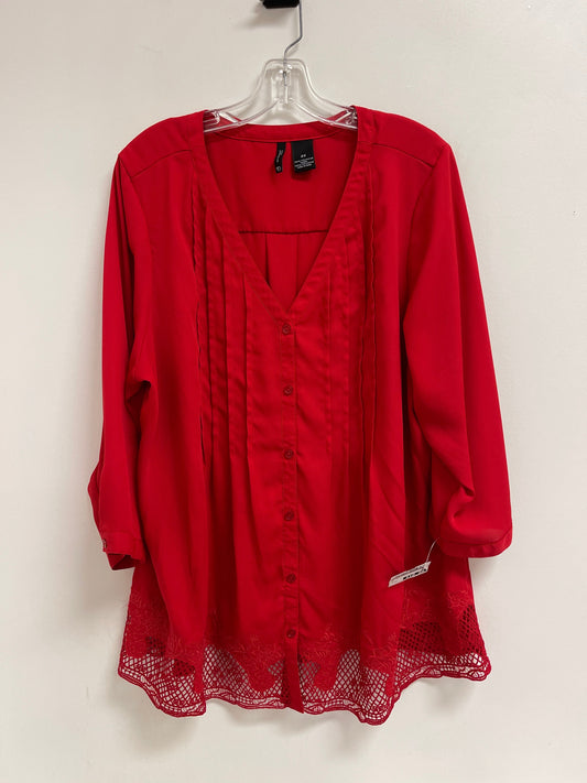 Top Long Sleeve By New Directions In Red, Size: 2x