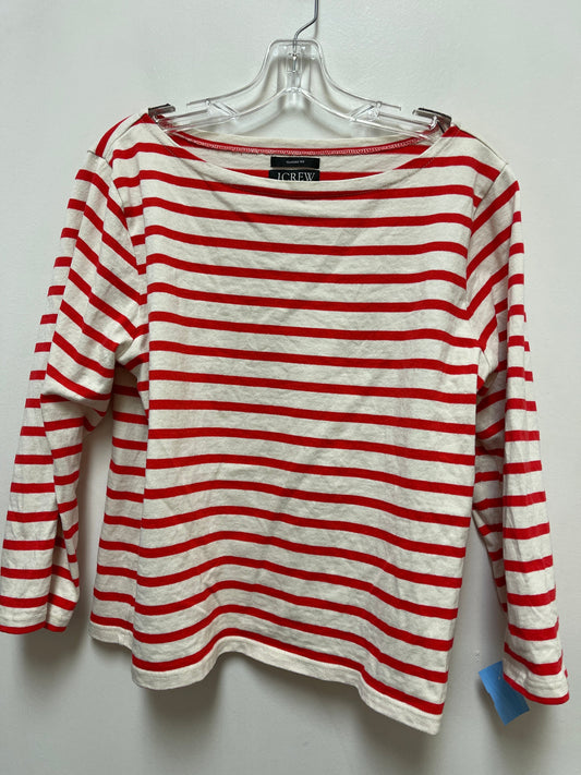 Top Long Sleeve By J. Crew In Red & White, Size: L