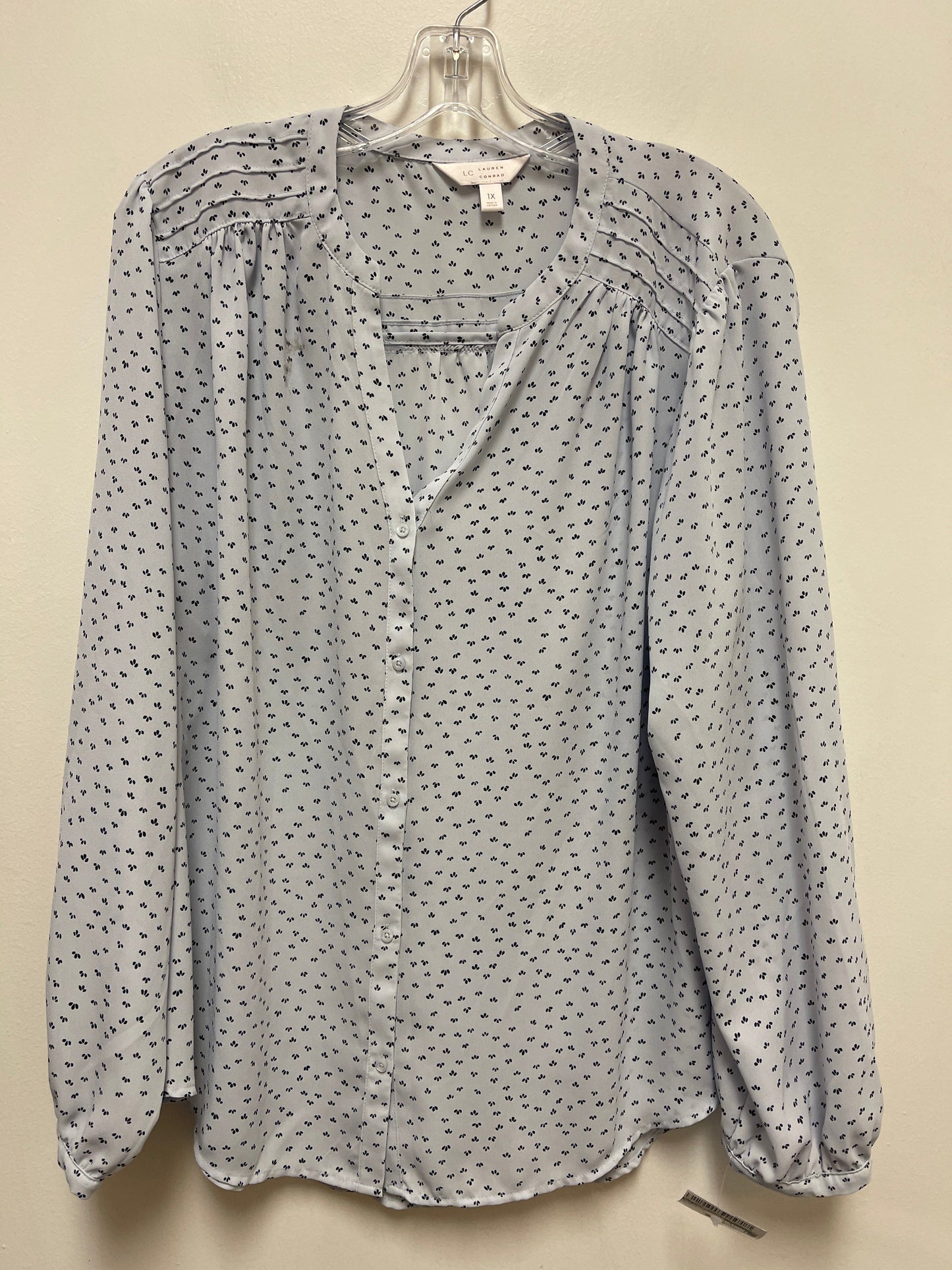 Blouse Long Sleeve By Lc Lauren Conrad In Blue, Size: 1x