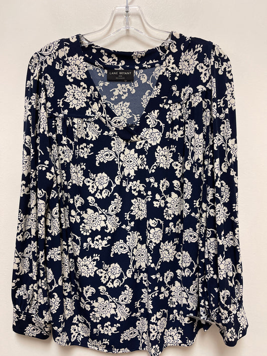 Top Long Sleeve By Lane Bryant In Blue & White, Size: 1x