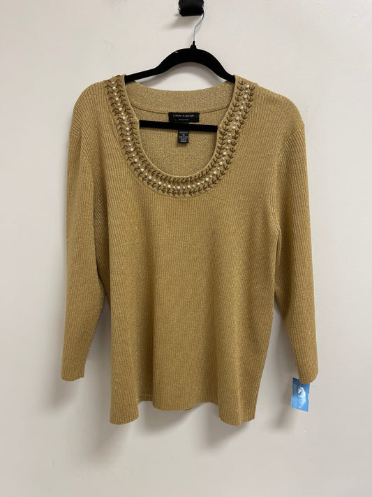 Sweater By Cable And Gauge In Gold, Size: 1x