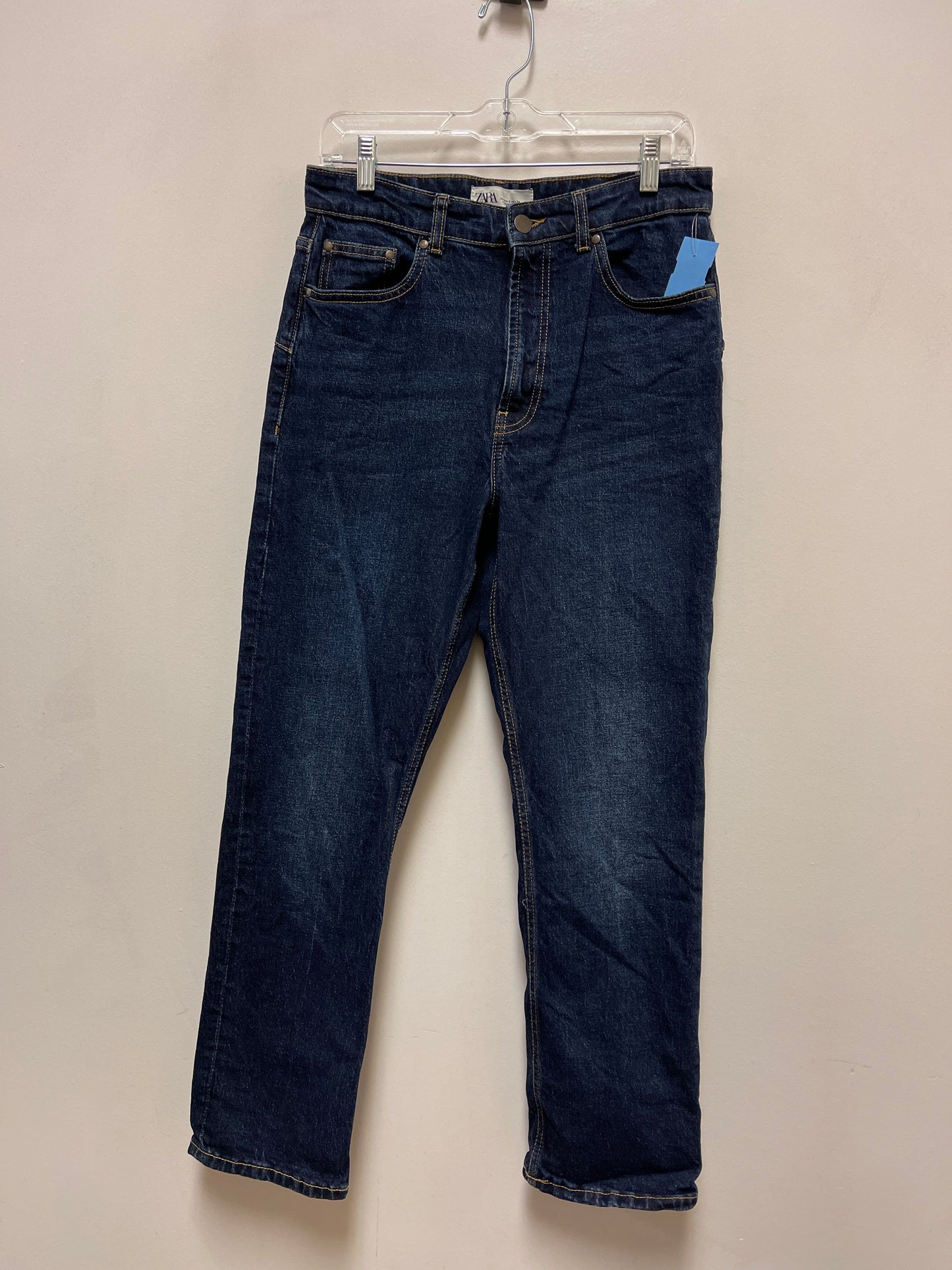 Jeans Straight By Zara In Blue Denim, Size: 8