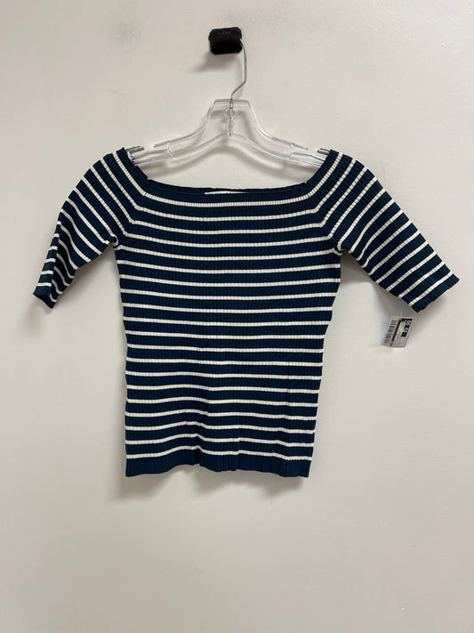 Top Short Sleeve By Zara In Blue & White, Size: M