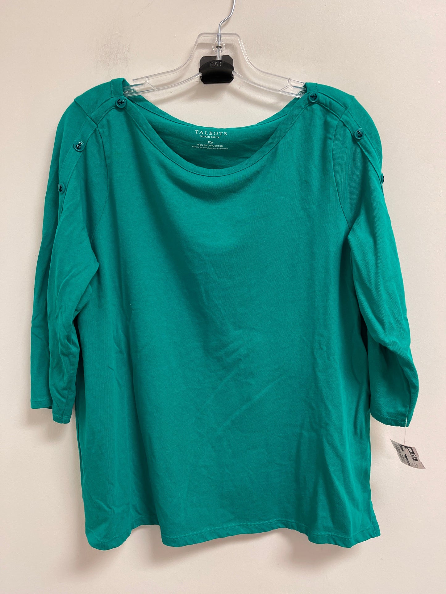 Top Long Sleeve By Talbots In Green, Size: 1x