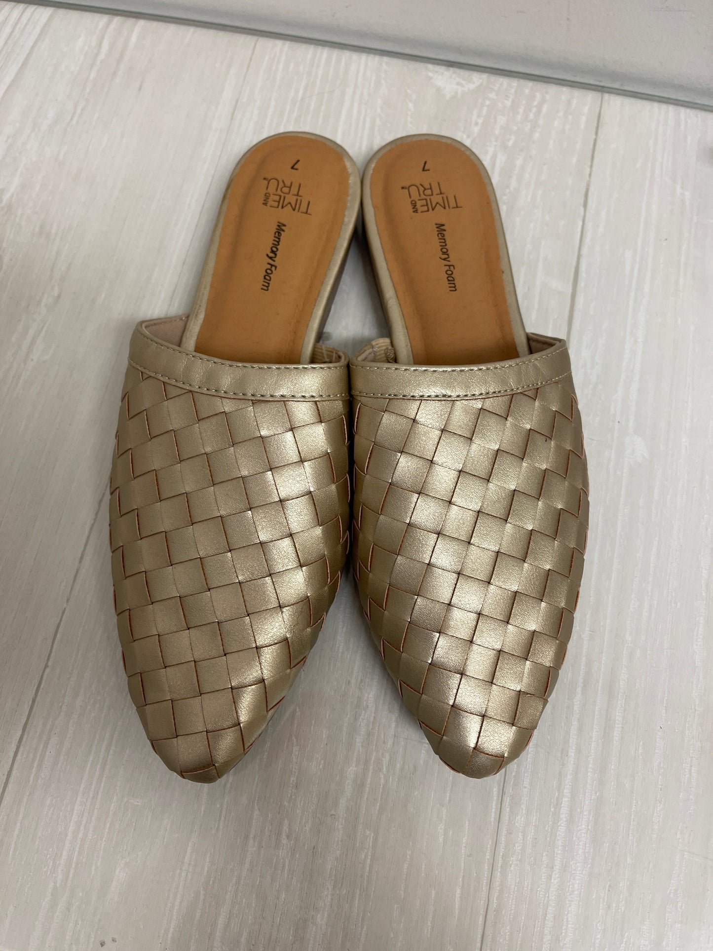 Shoes Flats By Time And Tru In Gold, Size: 7