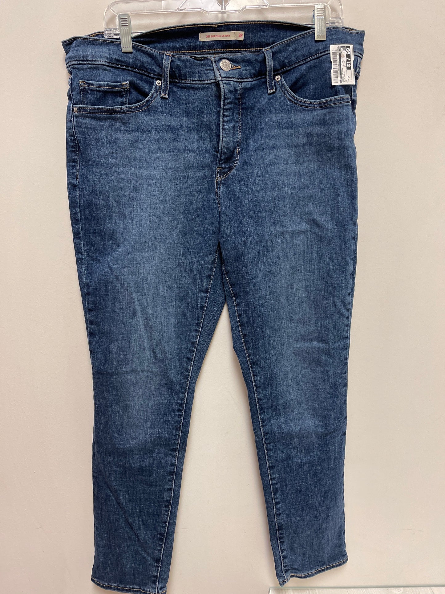 Jeans Skinny By Levis In Blue Denim, Size: 14