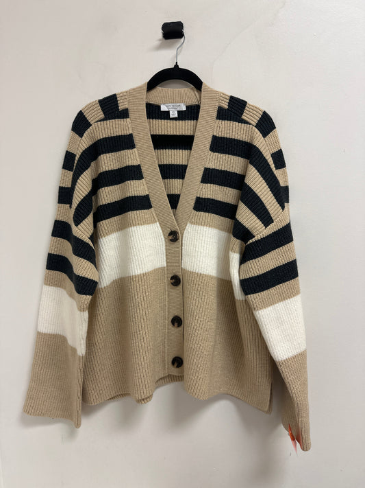 Sweater Cardigan By Ann Taylor In Cream & Grey, Size: 2x