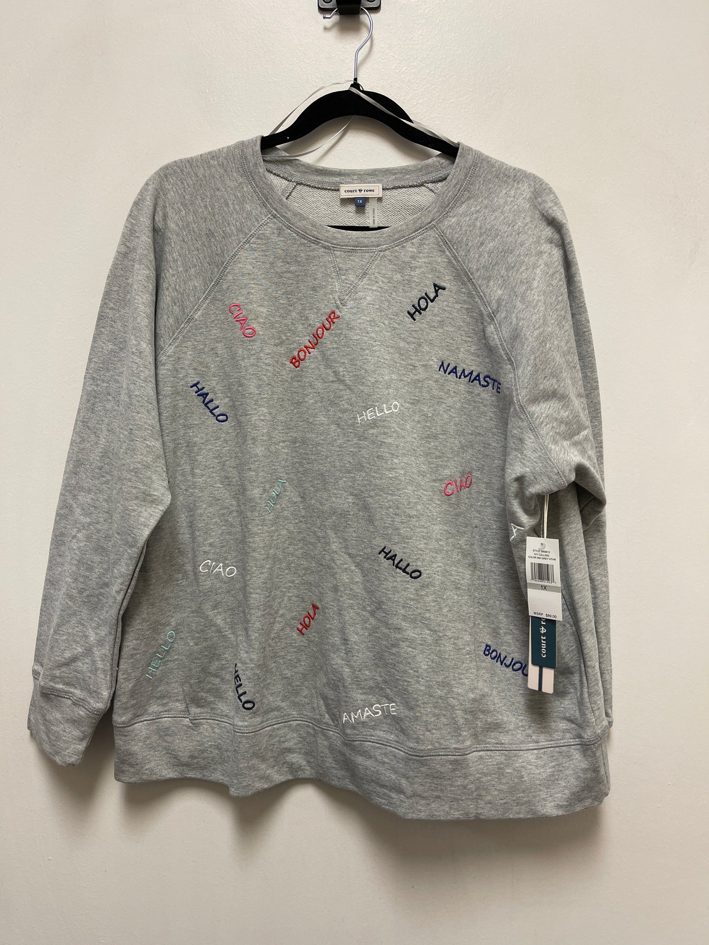 Sweatshirt Crewneck By Clothes Mentor In Grey, Size: 1x