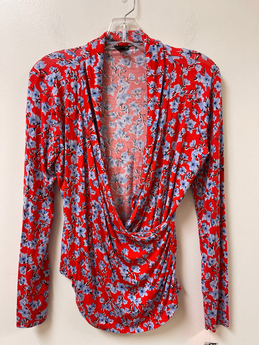 Top Long Sleeve By Ann Taylor In Blue & Red, Size: M