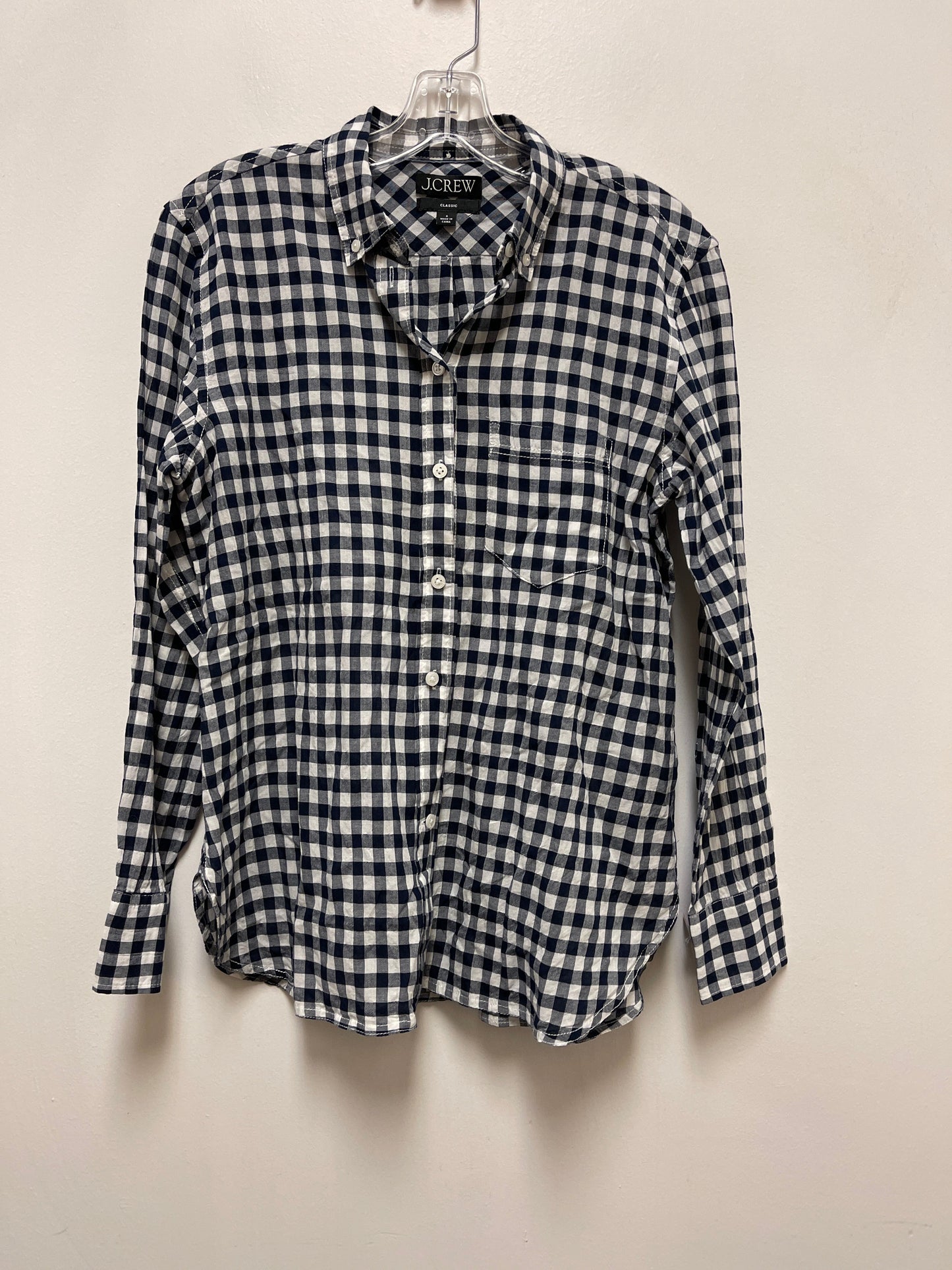 Blouse Long Sleeve By J. Crew In Blue & White, Size: S