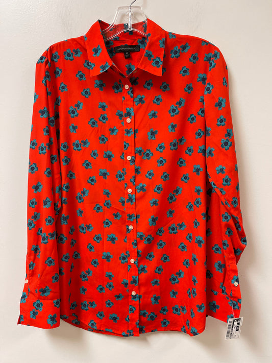 Blouse Long Sleeve By Banana Republic In Blue & Red, Size: M