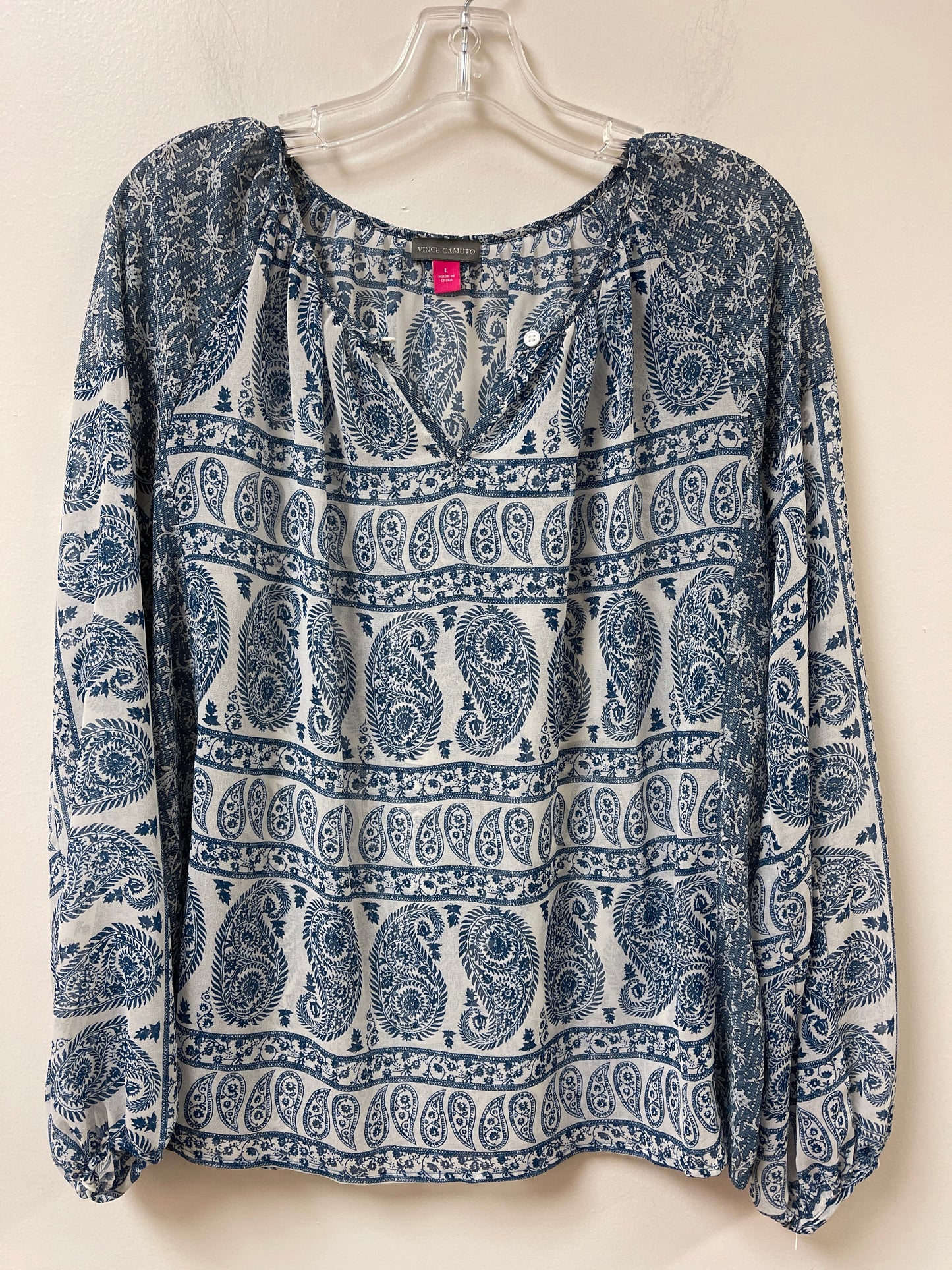 Top Long Sleeve By Vince Camuto In Blue, Size: L