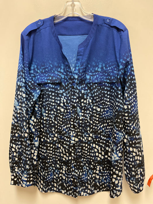 Blouse Long Sleeve By Clothes Mentor In Black & Blue, Size: Xl