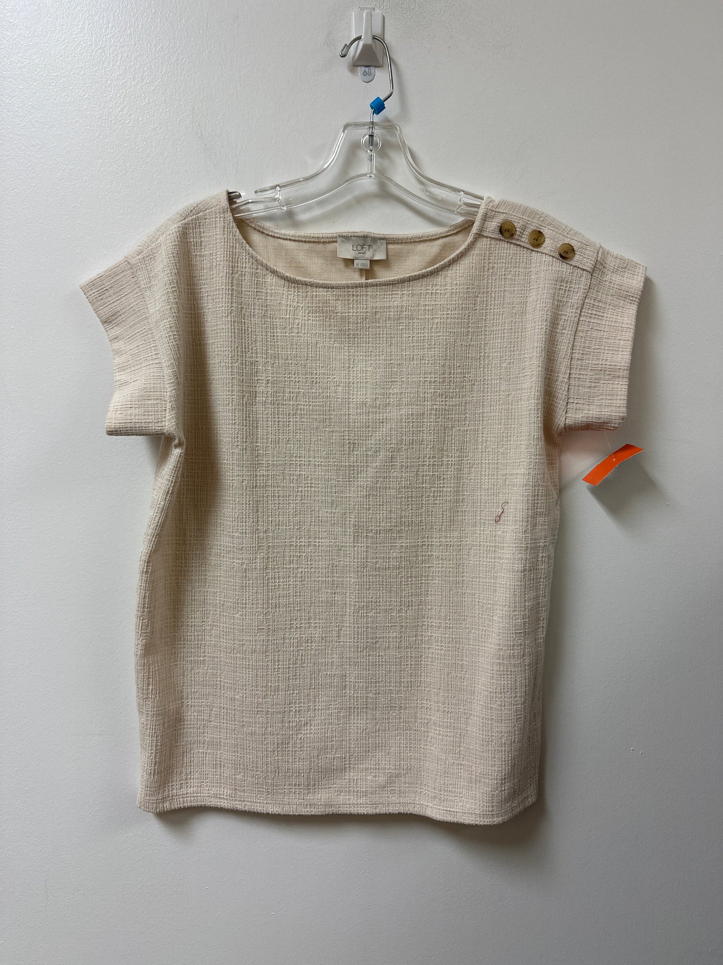 Top Short Sleeve By Loft In Cream, Size: Xs