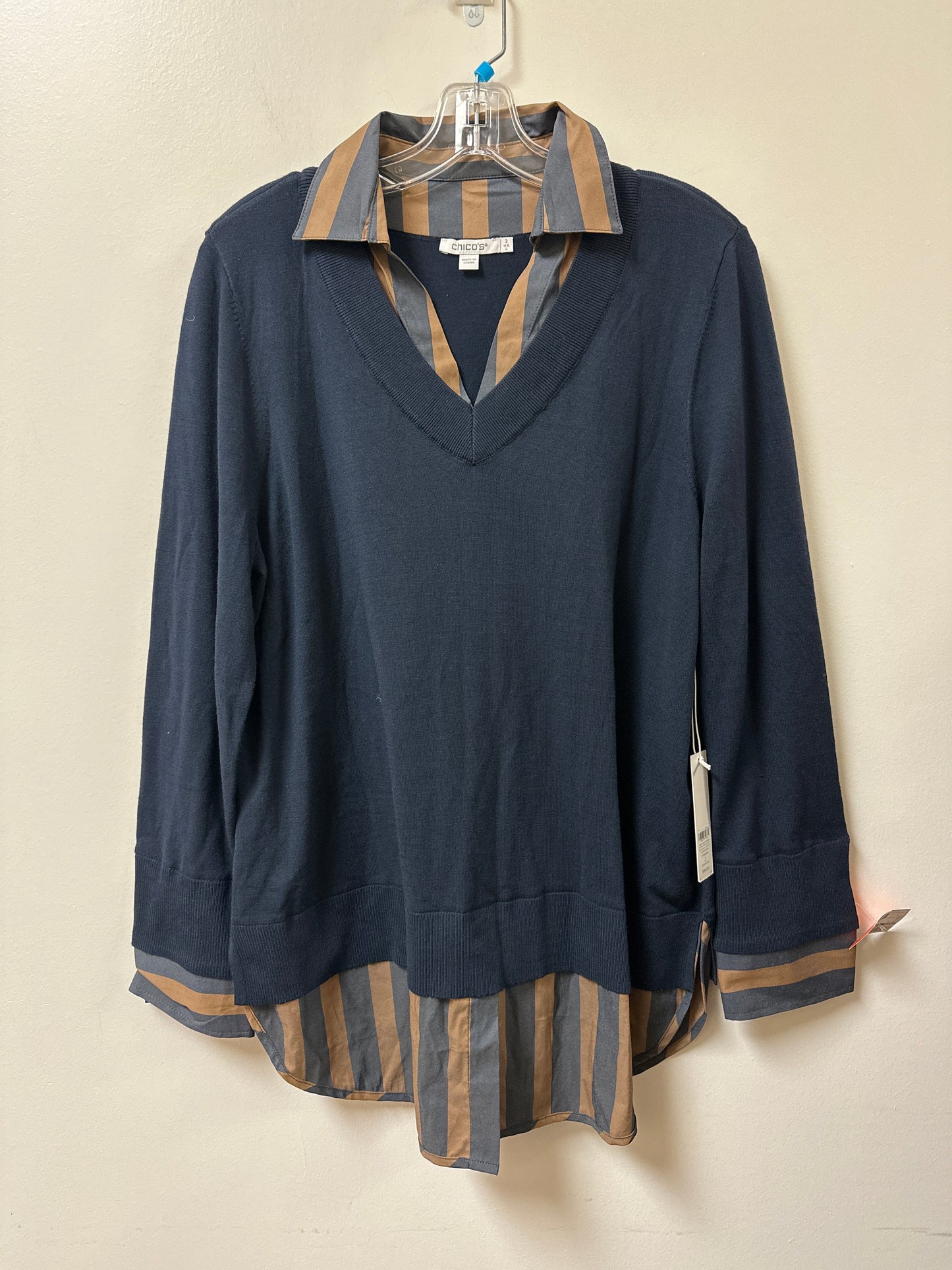 Top Long Sleeve By Chicos In Navy, Size: L