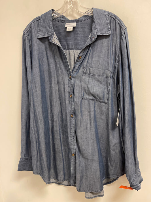 Blouse Long Sleeve By Liz Claiborne In Blue, Size: Xl