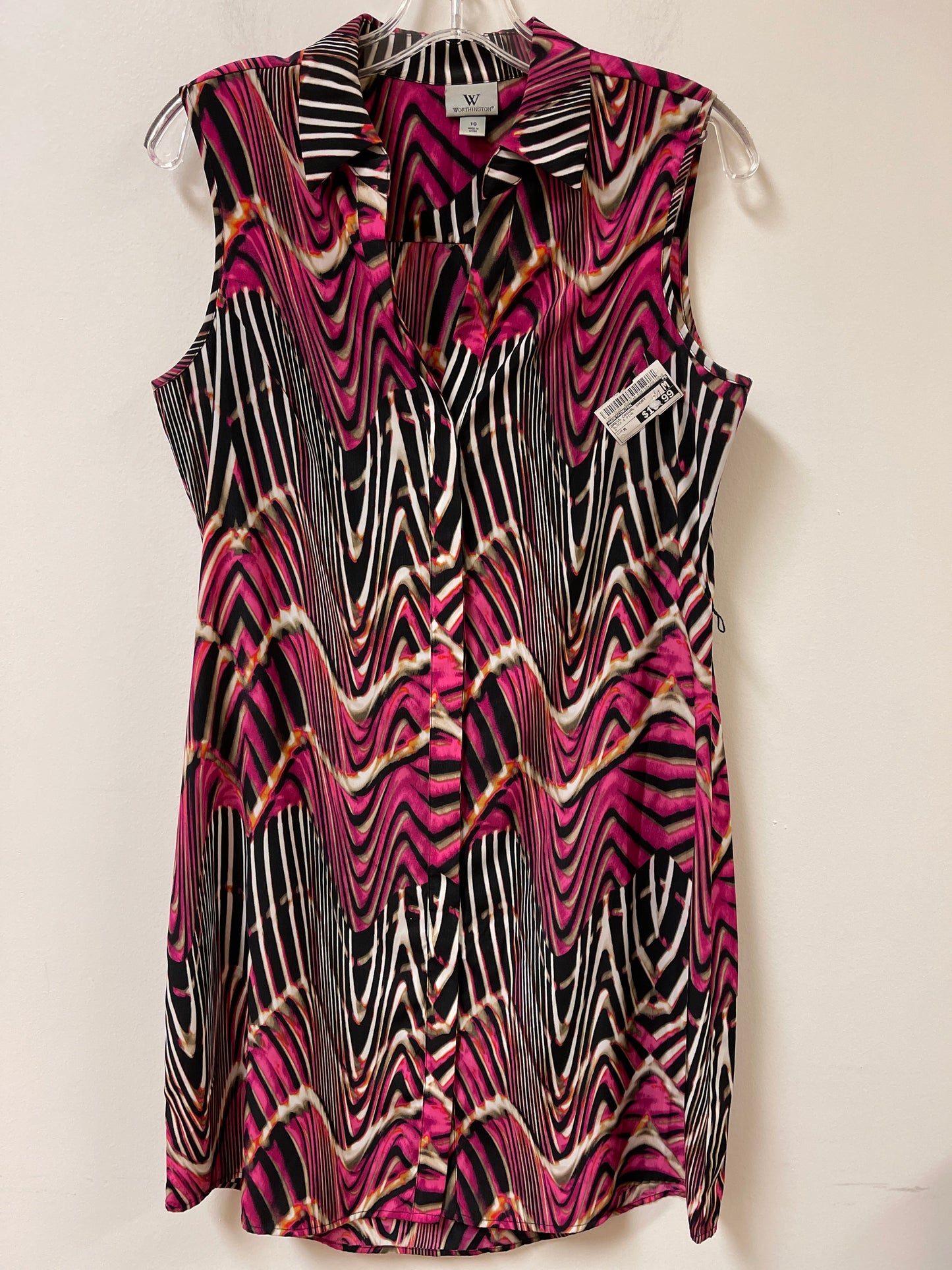 Dress Casual Short By Worthington In Black & Pink, Size: M