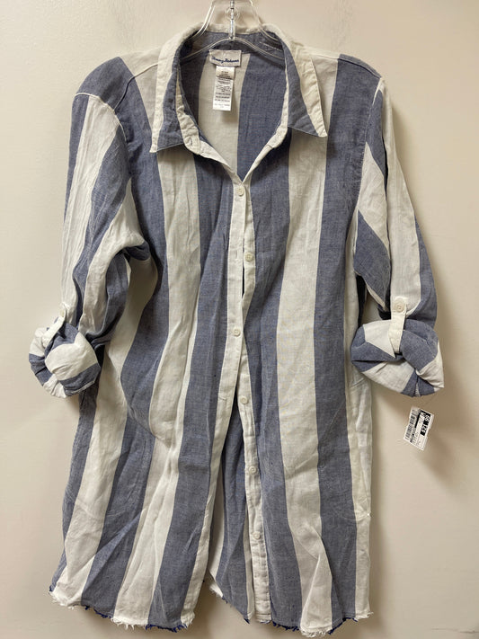 Blouse Long Sleeve By Tommy Bahama In Blue & White, Size: L