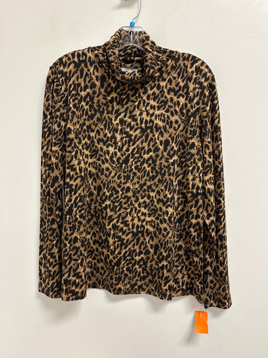 Top Long Sleeve By Investments In Animal Print, Size: Xl