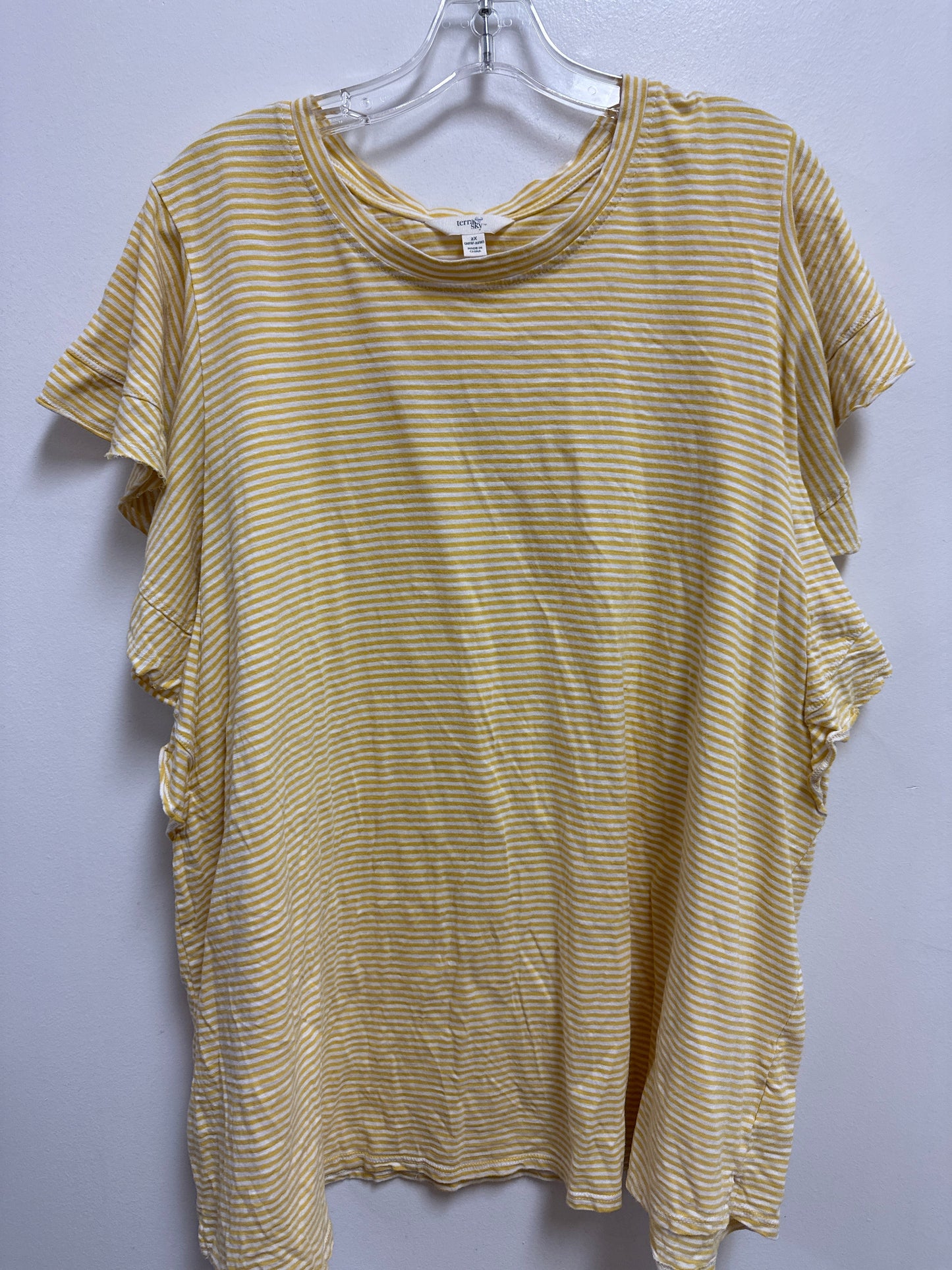 Top Short Sleeve By Terra & Sky In Yellow, Size: 2x