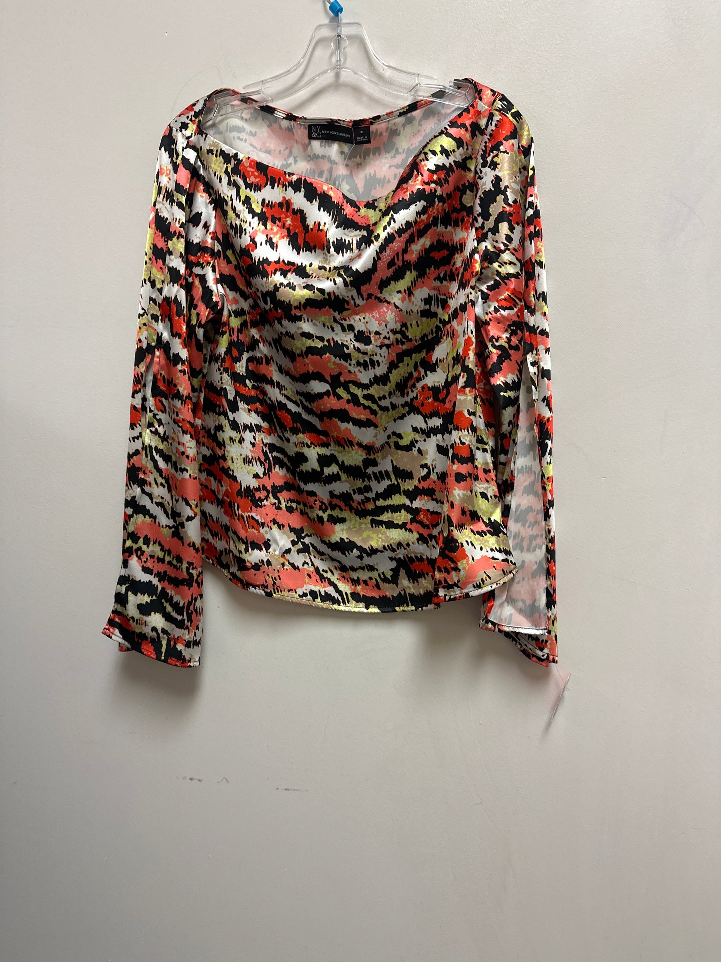 Top Long Sleeve By New York And Co In Black & Orange, Size: S