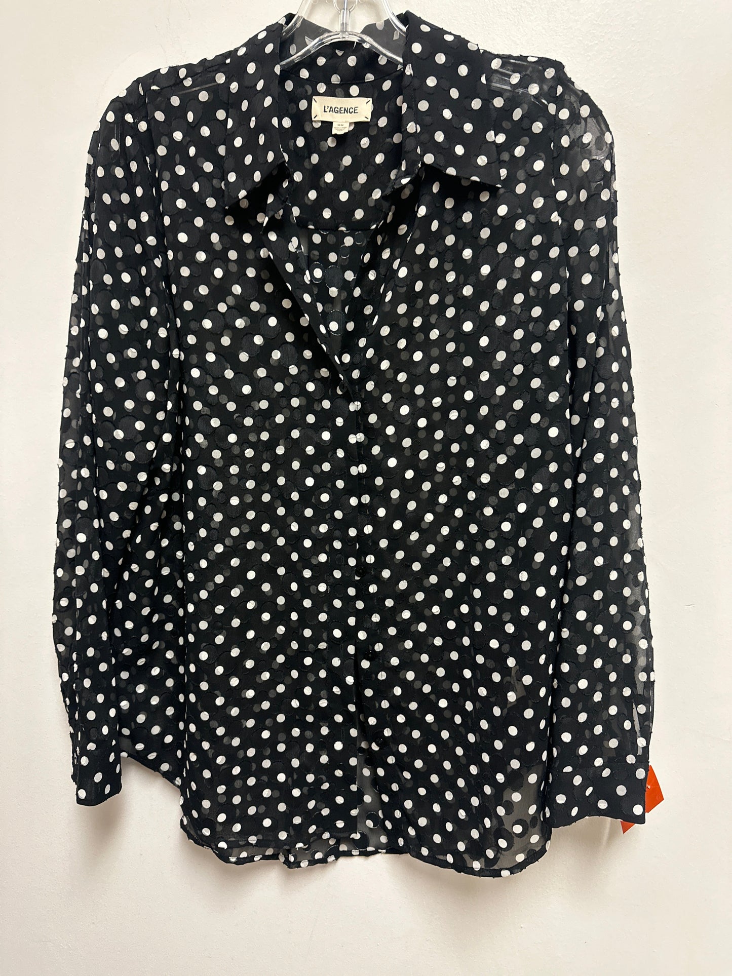 Blouse Long Sleeve By L Agence In Polkadot Pattern, Size: M