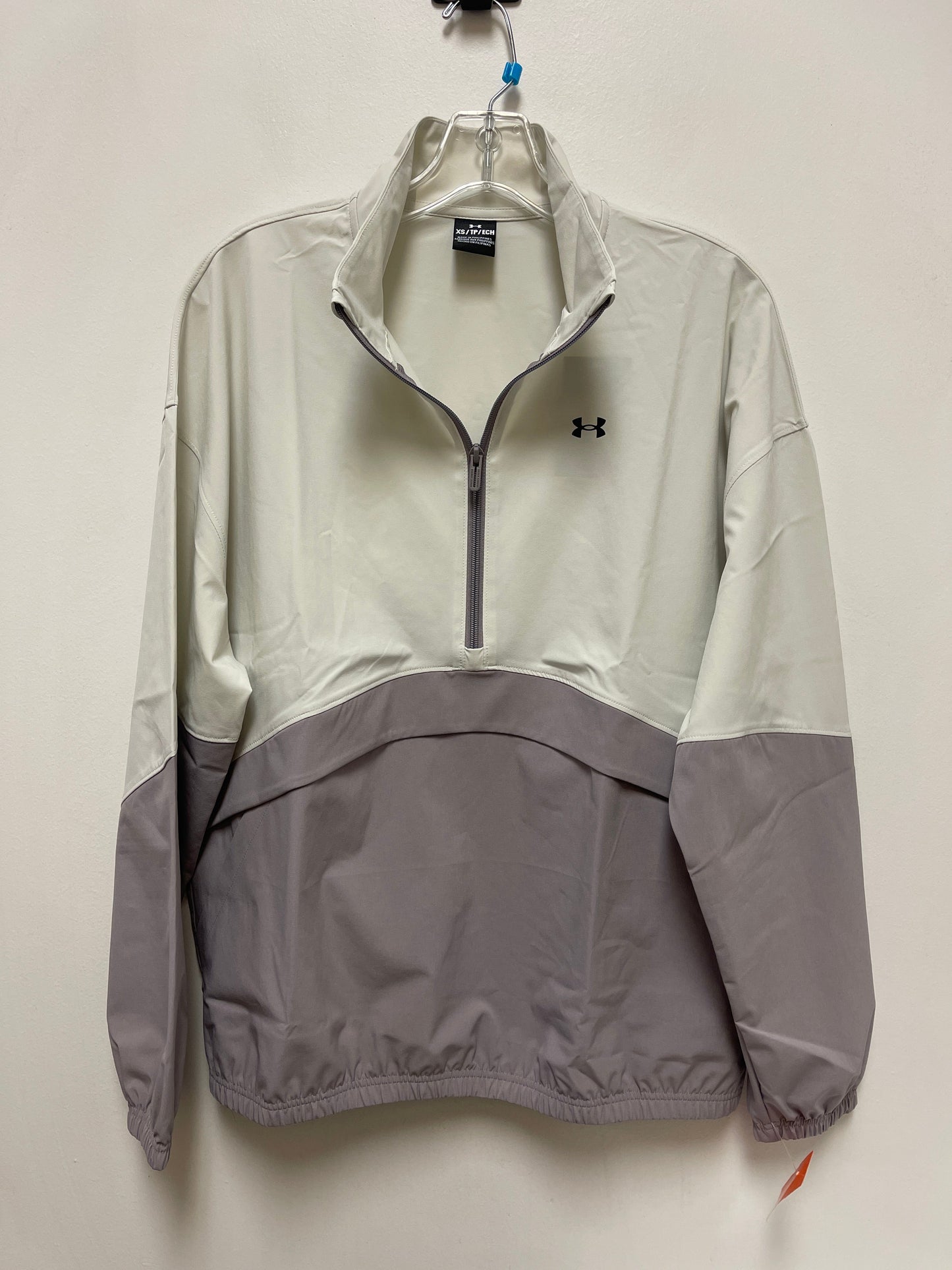 Jacket Windbreaker By Under Armour In Grey & White, Size: Xs