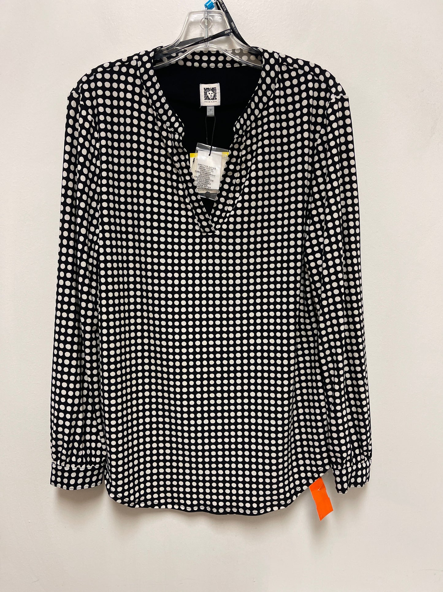 Top Long Sleeve By Anne Klein In Polkadot Pattern, Size: M