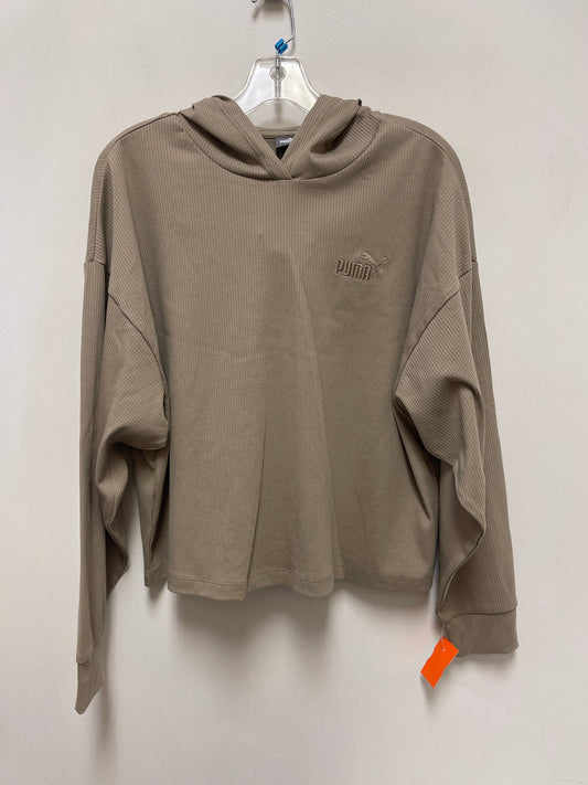 Athletic Top Long Sleeve Hoodie By Puma In Brown, Size: L