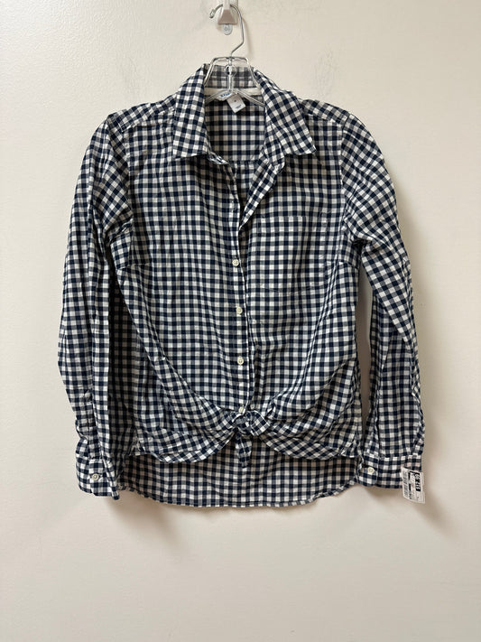 Blouse Long Sleeve By Old Navy In Blue & White, Size: M