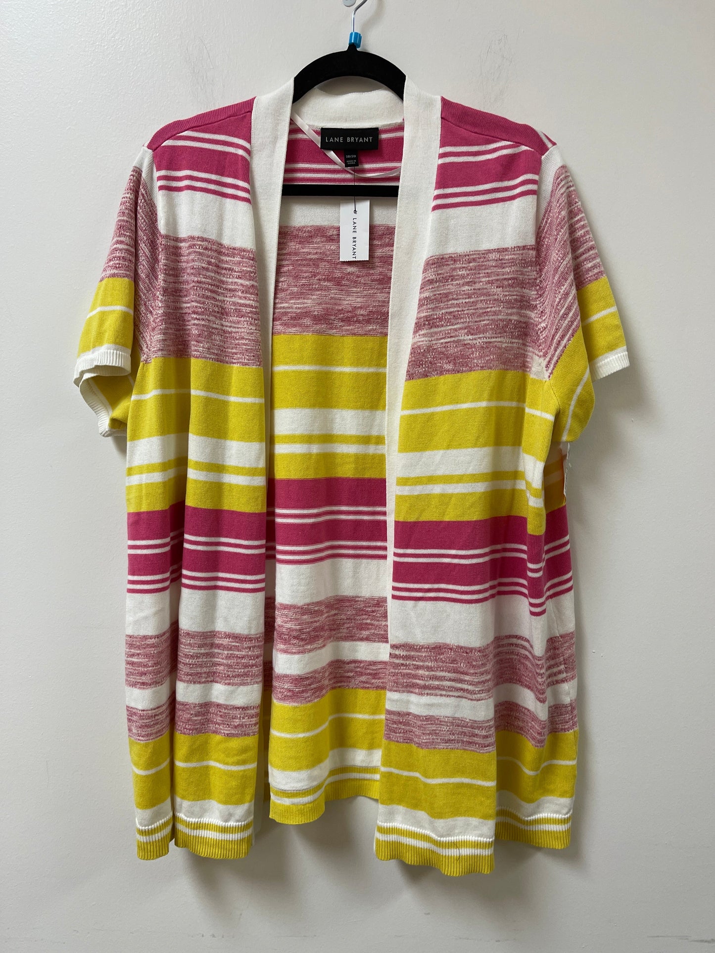 Sweater Cardigan By Lane Bryant In Pink & Yellow, Size: 1x