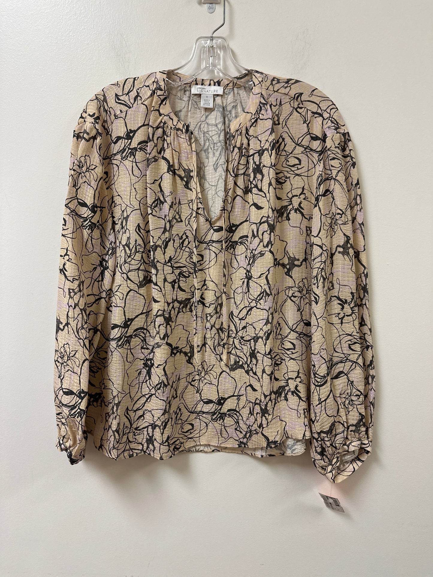 Top Long Sleeve By Nordstrom In Cream, Size: S