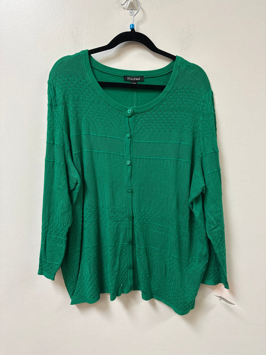 Sweater Cardigan By Roz And Ali In Green, Size: 3x