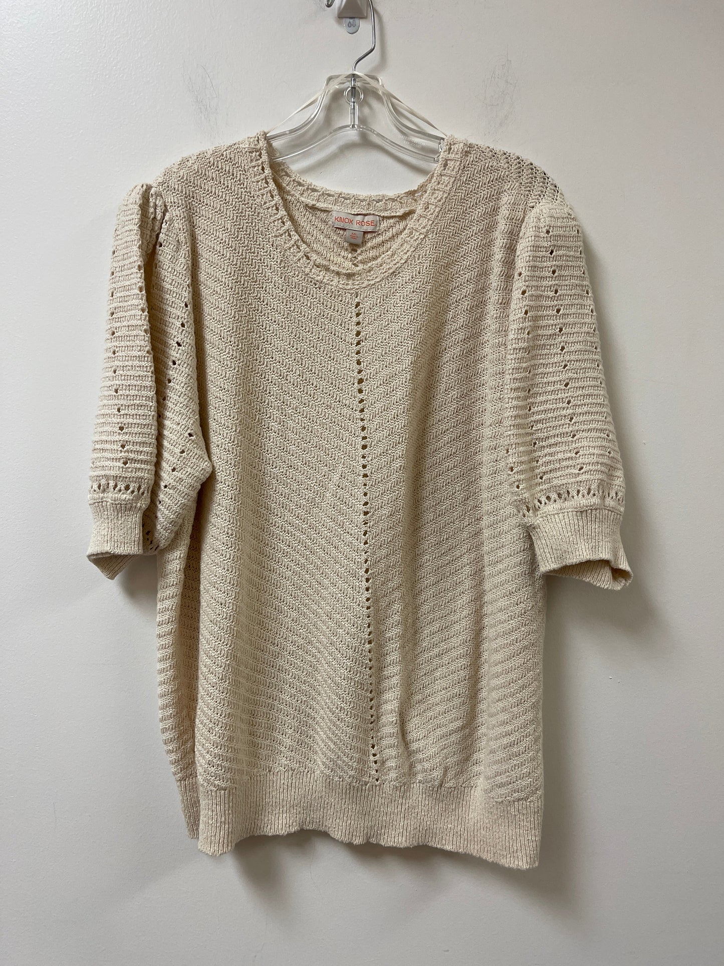 Top Short Sleeve By Knox Rose In Cream, Size: 2x