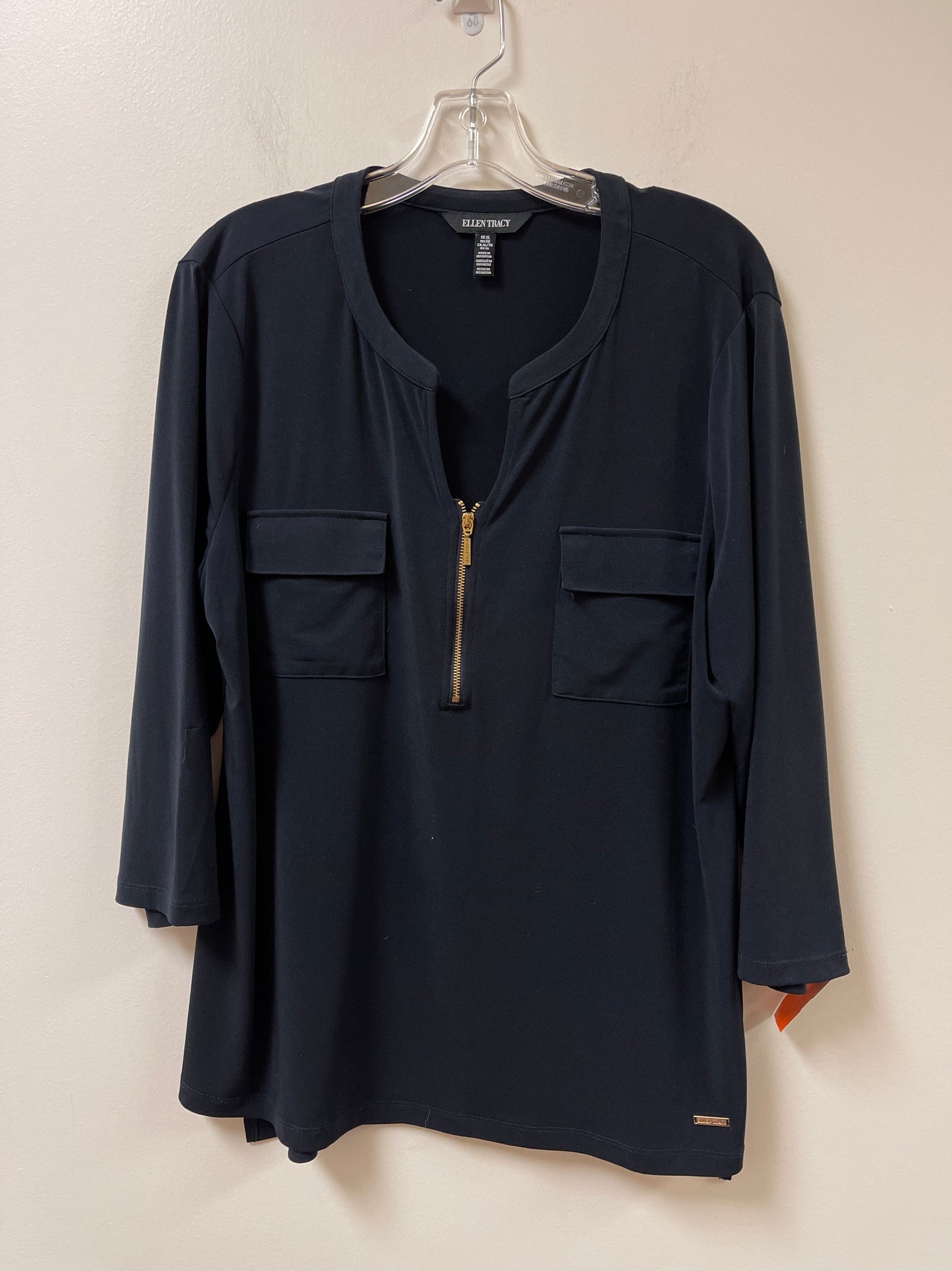 Top Long Sleeve By Ellen Tracy In Navy, Size: Xl