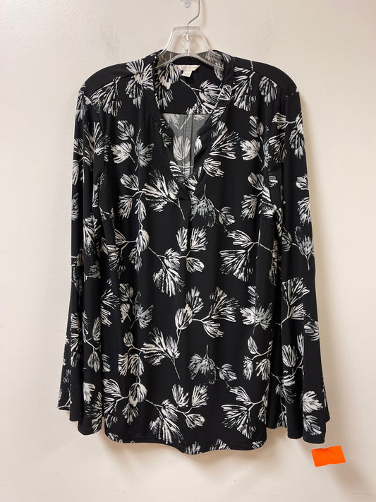 Top Long Sleeve By Cato In Black & White, Size: Xl