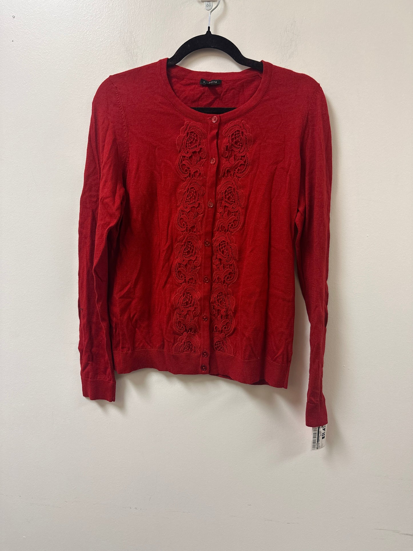 Sweater Cardigan By Talbots In Red, Size: L