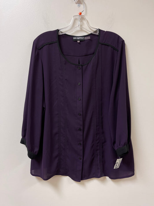 Blouse Designer By Karl Lagerfeld In Purple, Size: Xl