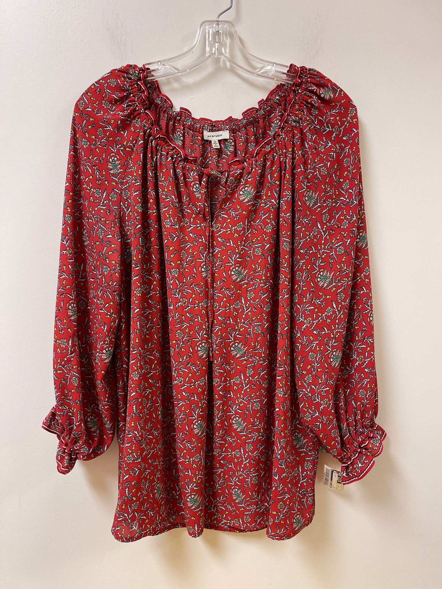 Top Long Sleeve By Max Studio In Red, Size: 1x