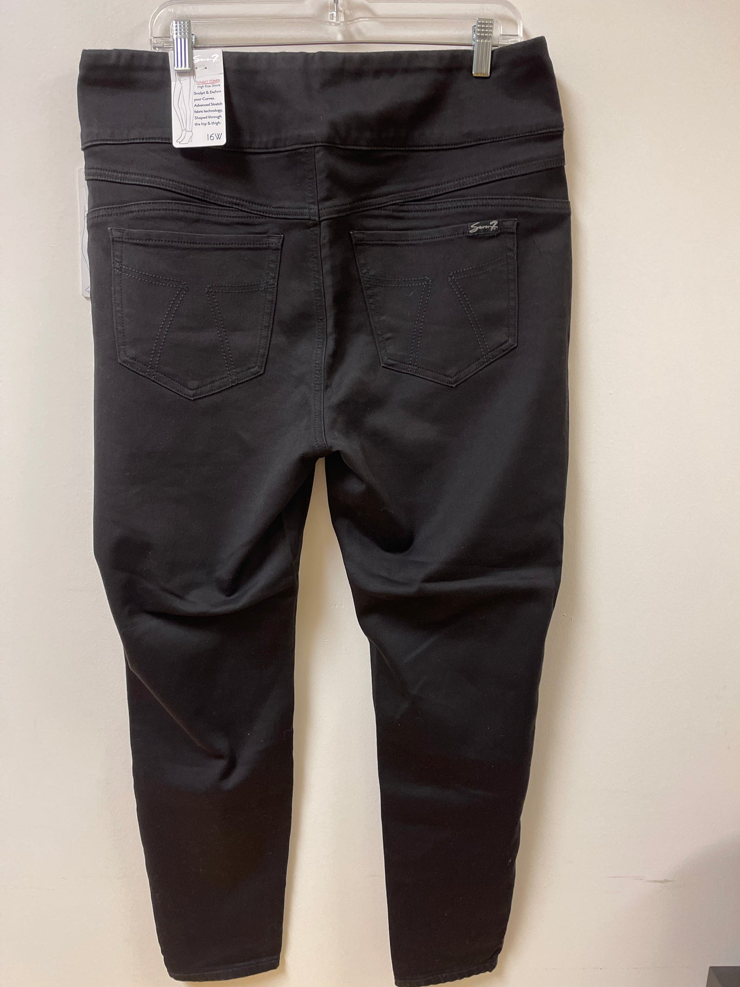 Jeans Skinny By Seven 7 In Black Denim, Size: 16