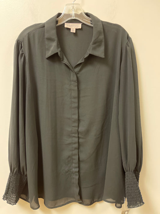 Blouse Long Sleeve By Philosophy In Black, Size: 2x