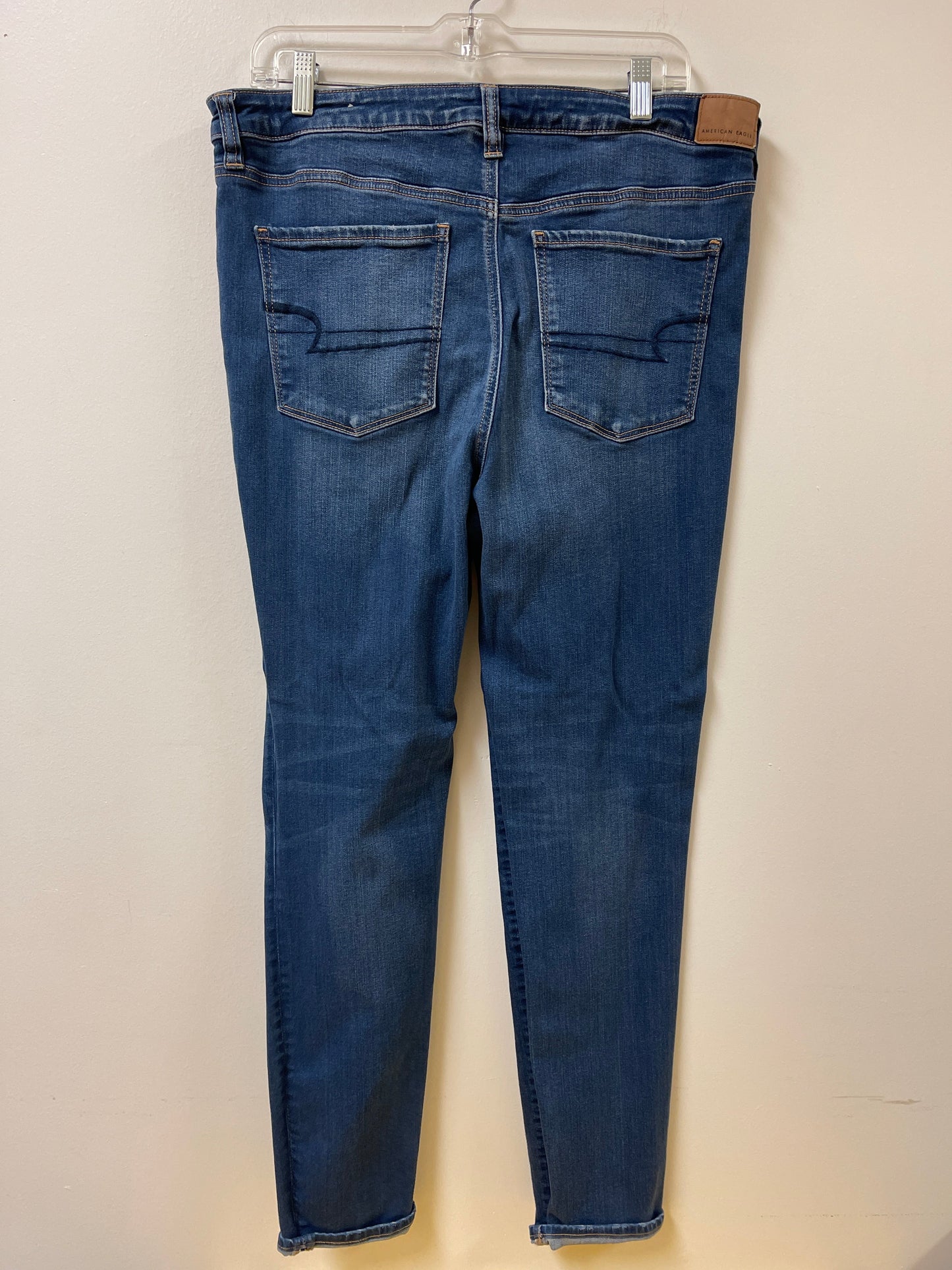 Jeans Skinny By American Eagle In Blue Denim, Size: 18