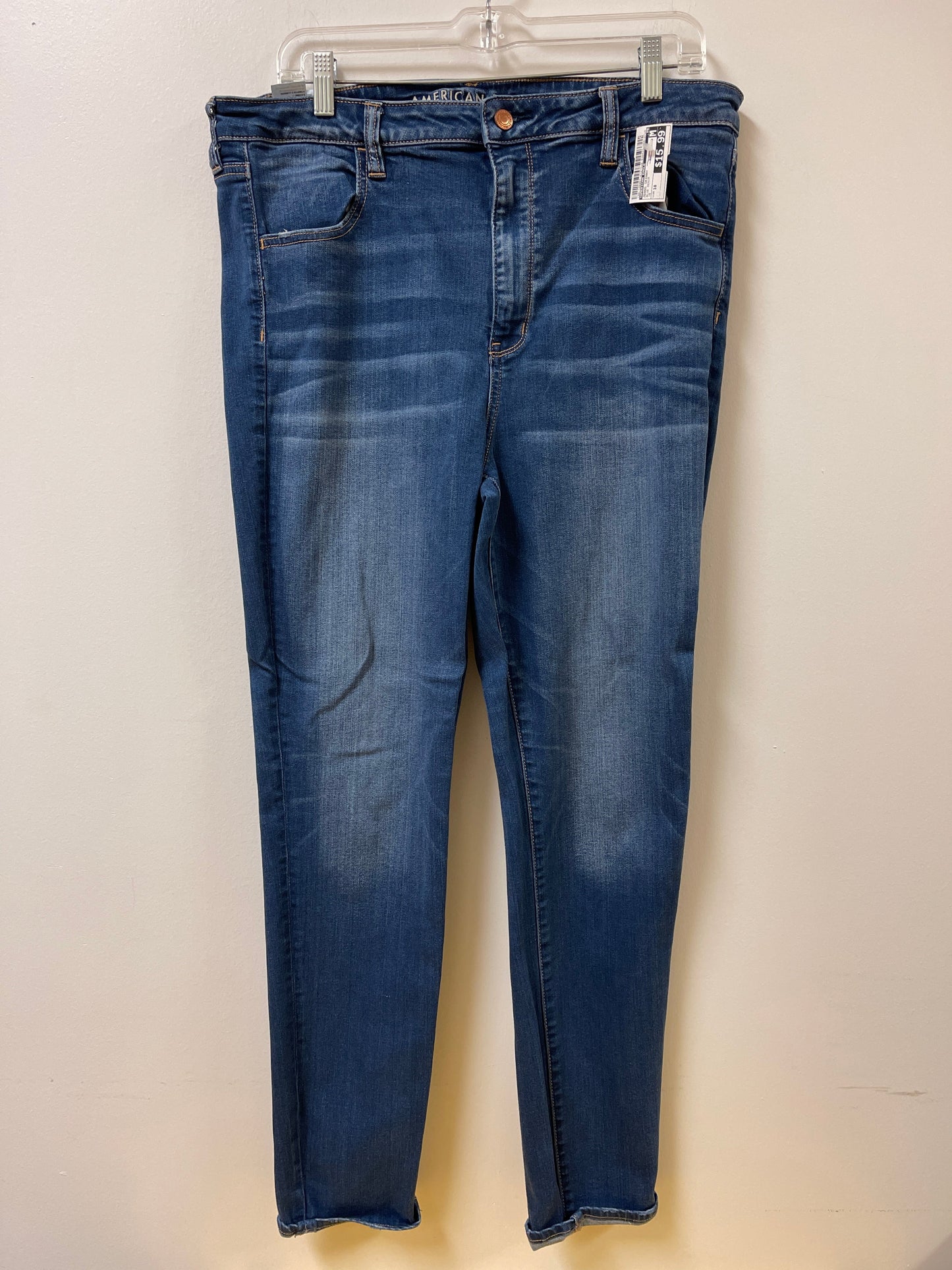 Jeans Skinny By American Eagle In Blue Denim, Size: 18