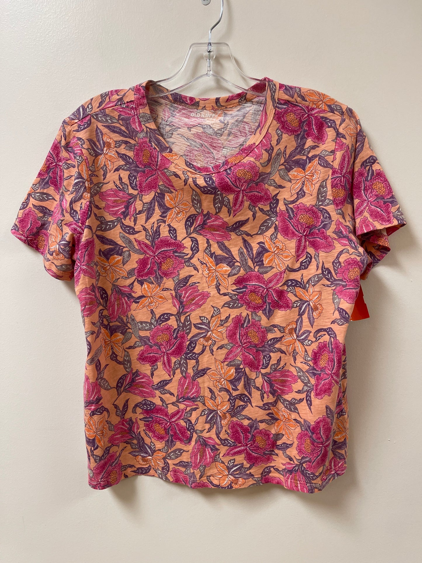 Top Short Sleeve By Old Navy In Orange & Pink, Size: L