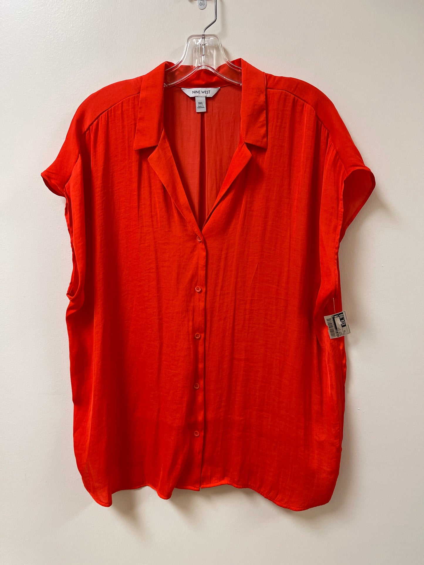 Blouse Short Sleeve By Nine West In Orange, Size: 2x