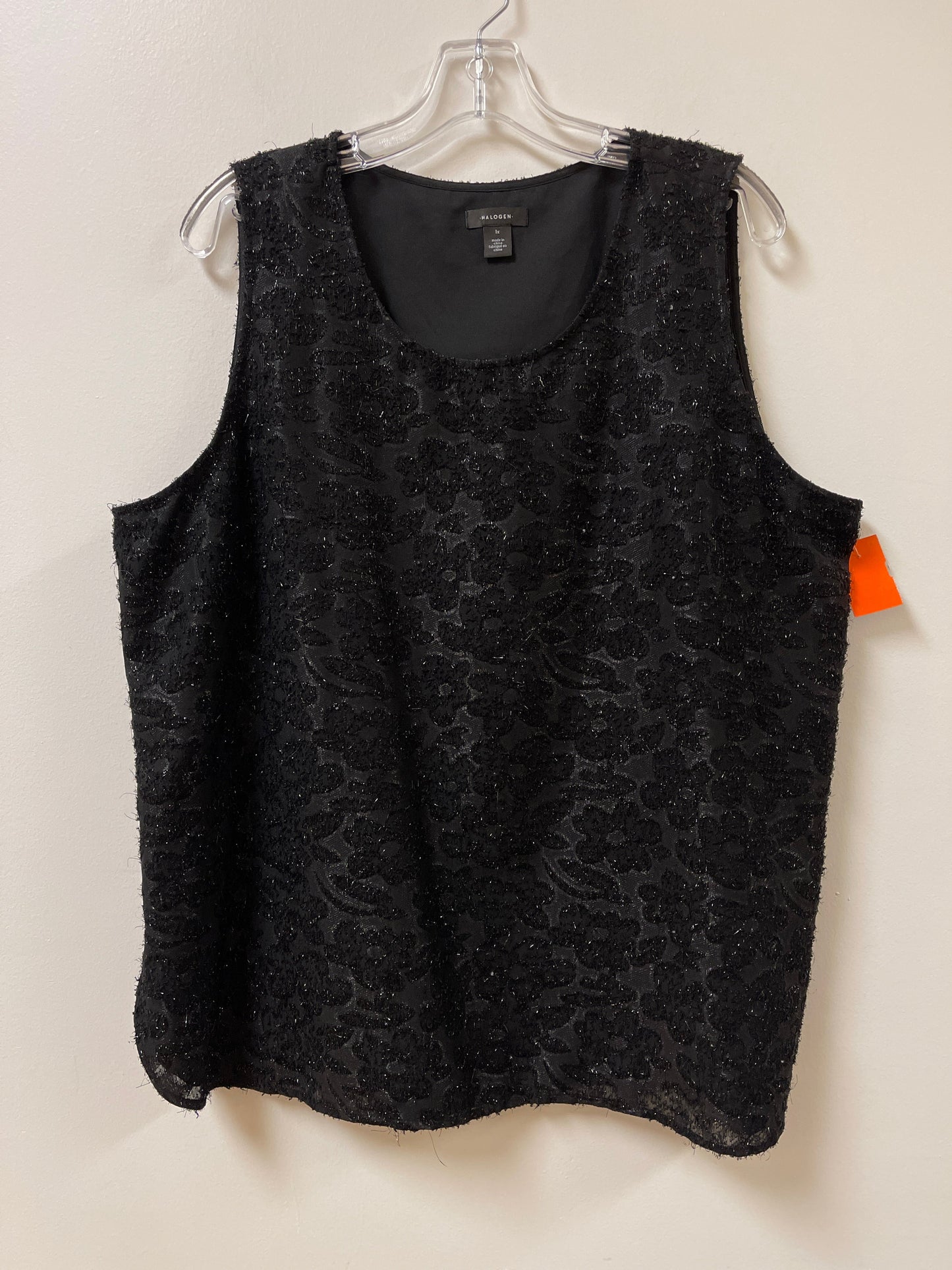 Top Sleeveless By Halogen In Black, Size: 1x