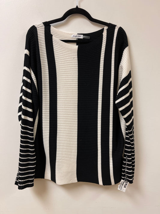 Sweater By Calvin Klein In Black & White, Size: Xl