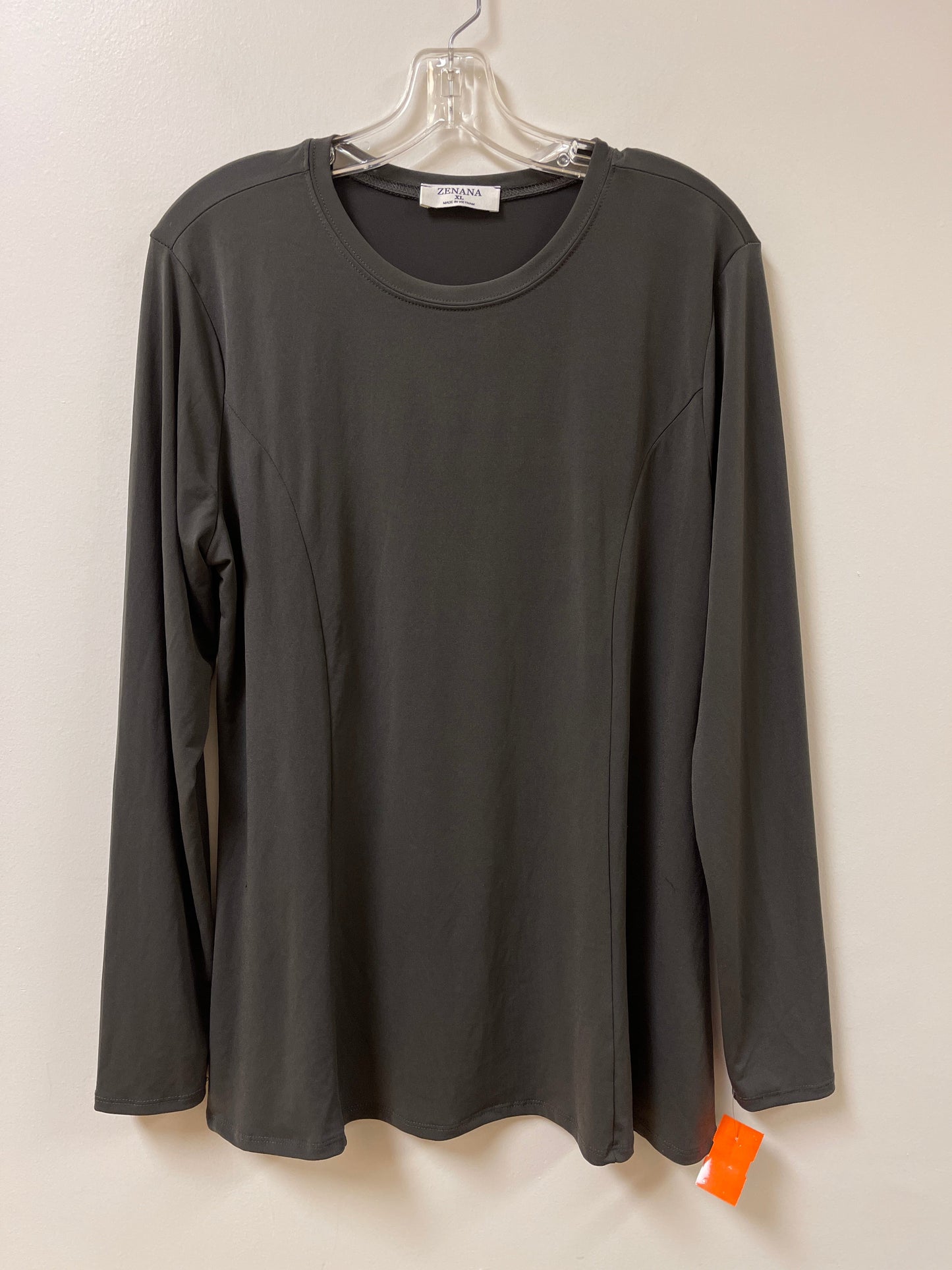 Top Long Sleeve By Zenana Outfitters In Grey, Size: Xl