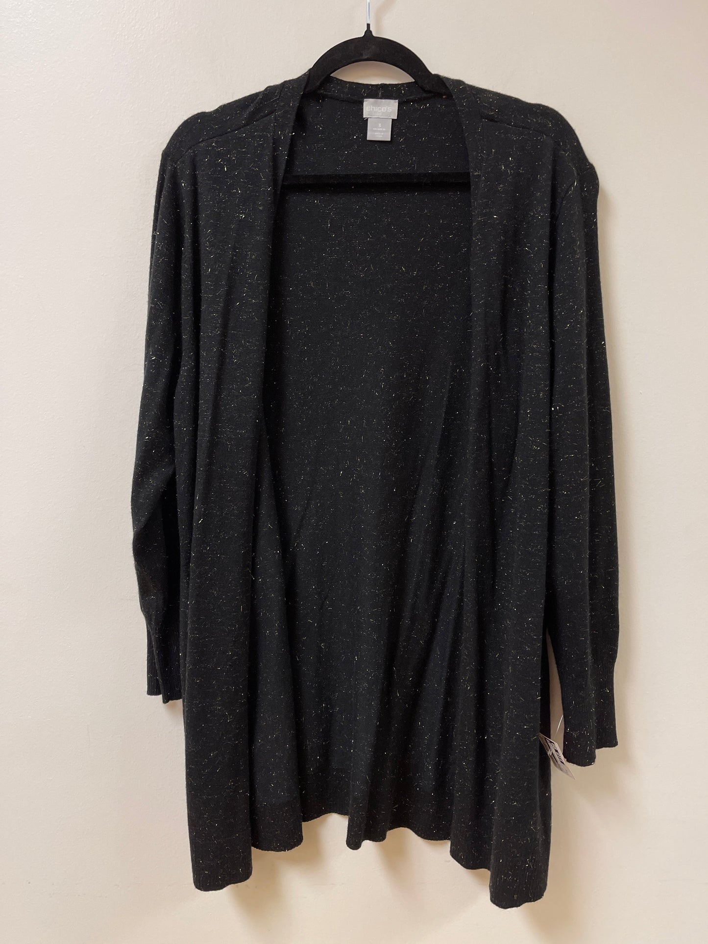 Sweater Cardigan By Chicos In Black & Gold, Size: Xl