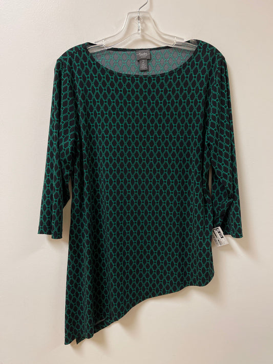 Top Long Sleeve By Chicos In Black & Green, Size: L